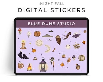 Autumn Night Digital Stickers: Halloween GoodNotes Planner (PNG)