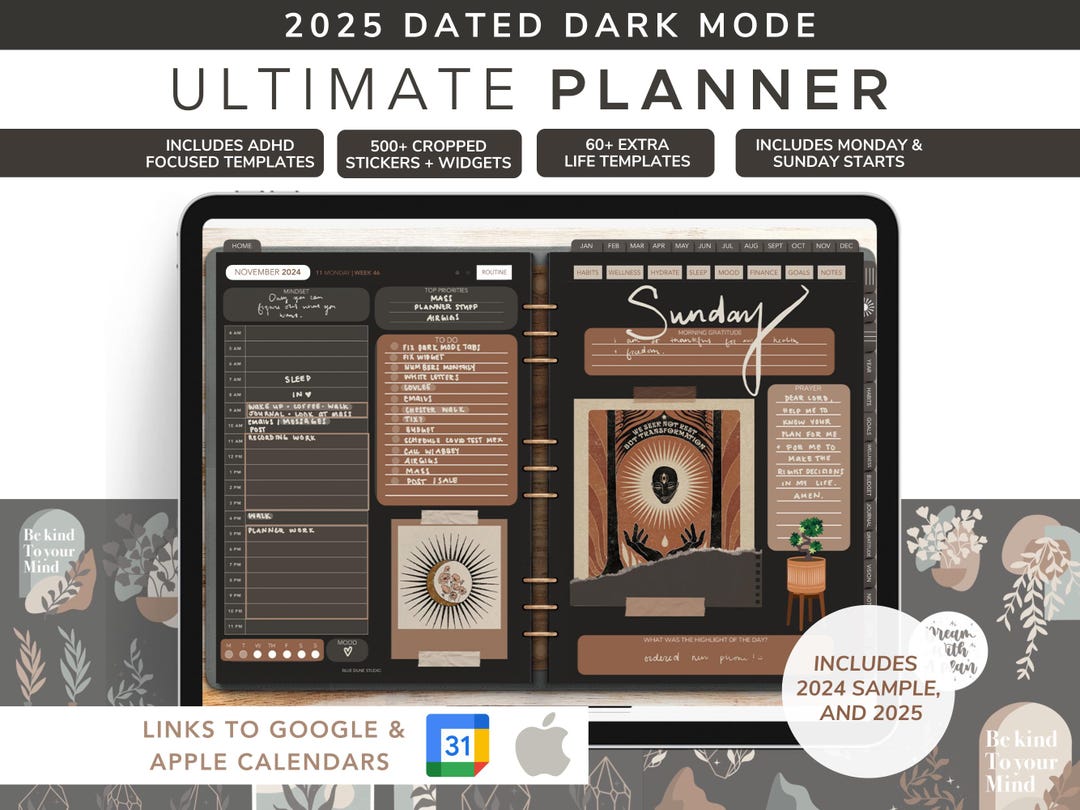 2025 Digital Planner: Dark Mode Boho Life Planner (goodnotes, Ipad ...