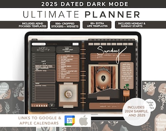 2025 Digital Planner: Dark Mode Boho Life Planner (GoodNotes, iPad, Android)