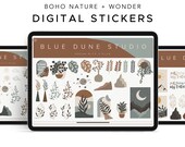 Boho Digital Stickers: Plants, Crystals, Planets - GoodNotes Planner (PNG)