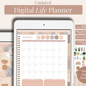 GoodNotes Planner, iPad Planner, Notability Planner, Digital Journal, Daily Digital planner, Undated Yearly Planner with Digital Stickers