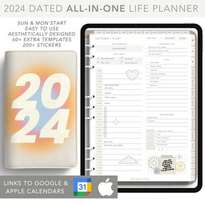 Digital Planner ADHD Dated GoodNotes Planner Daily Weekly Monthly Planner Premium Notability Google Calendar Apple iPad Planner Android 2024