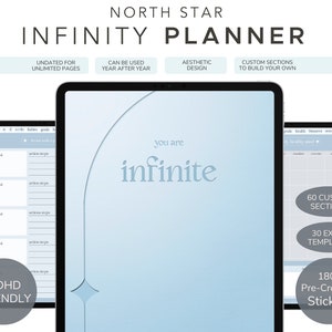 Undated Infinity North Star GoodNotes Digital Planner, Build Your Own, iPad Planner, Portrait, ADHD Friendly Daily Planner, Digital Stickers