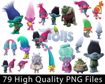 Trolls Clipart Trolls Characters Png Printable Trolls Etsy