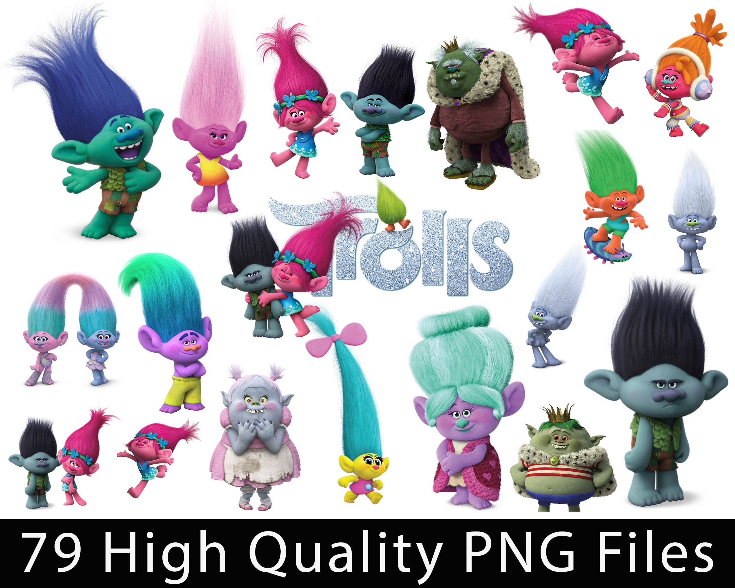 Trolls Clipart Trolls Characters PNG Printable Trolls | Etsy