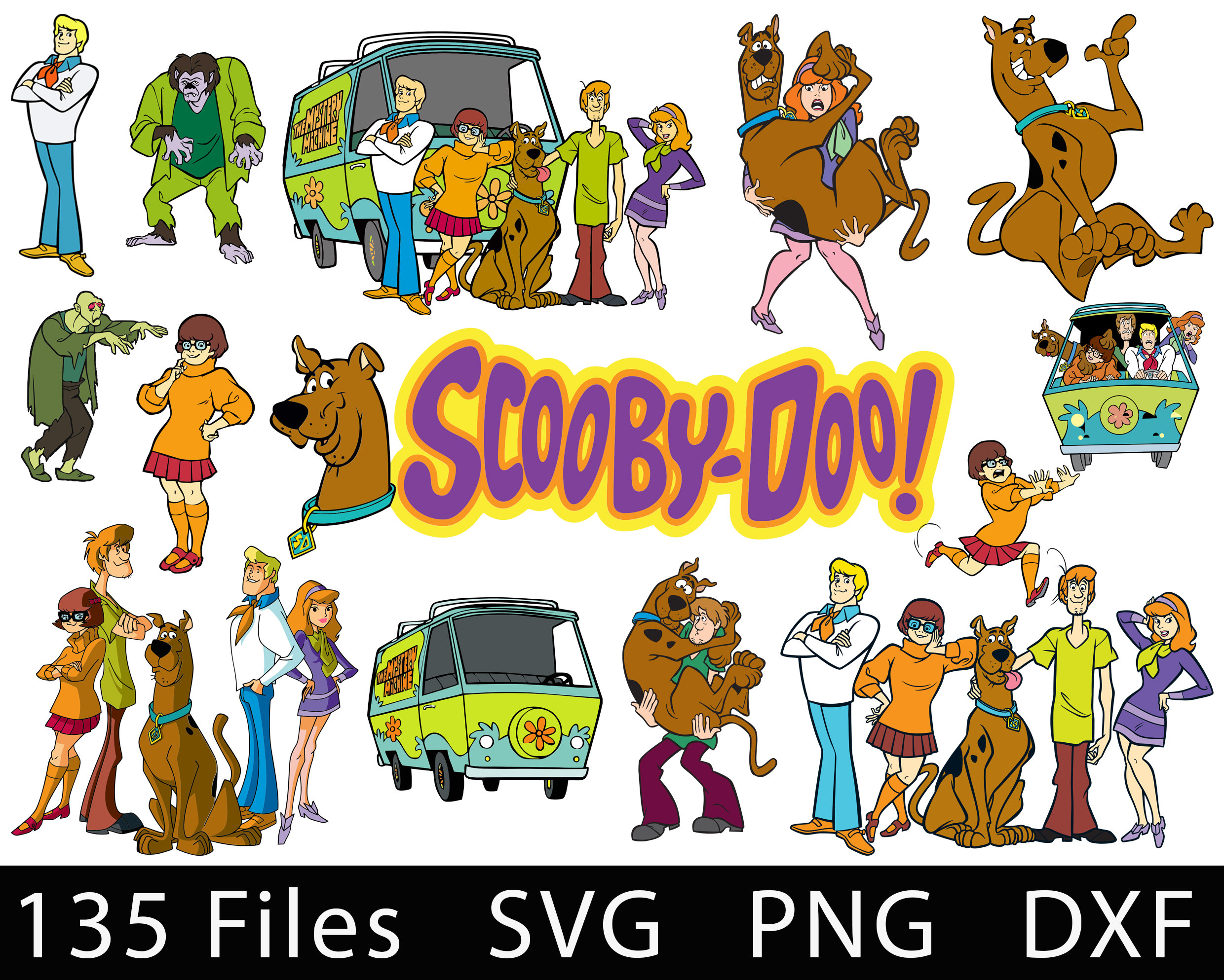 Les personnages de Scooby Doo coupent le fichier et l’imprimables. 