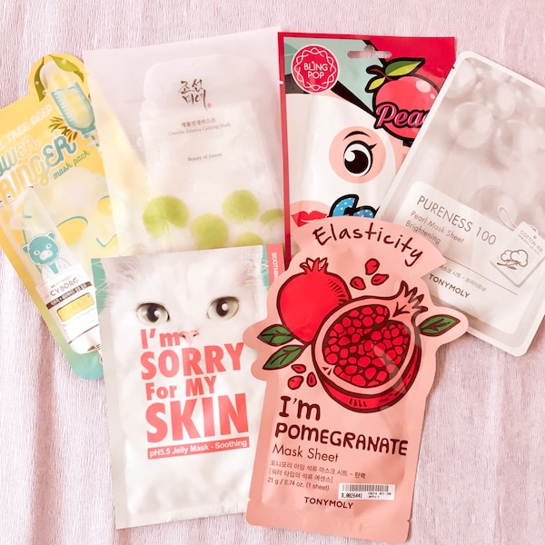Korean Skincare Full-Size -  Sheet Masks Pamper Mystery Bag Pack of 6/ Gift, Self Gift, Spa Day, Glow up, For Newbies, Christmas