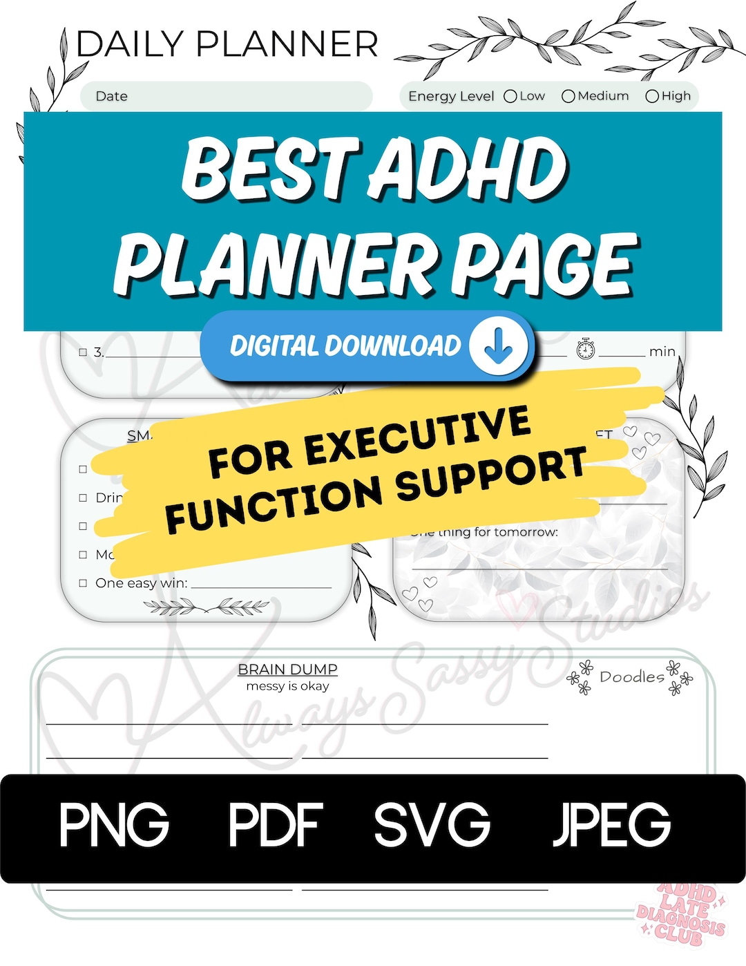 ADHD Daily Planner for Adults | Printable & Digital Planner Page ...