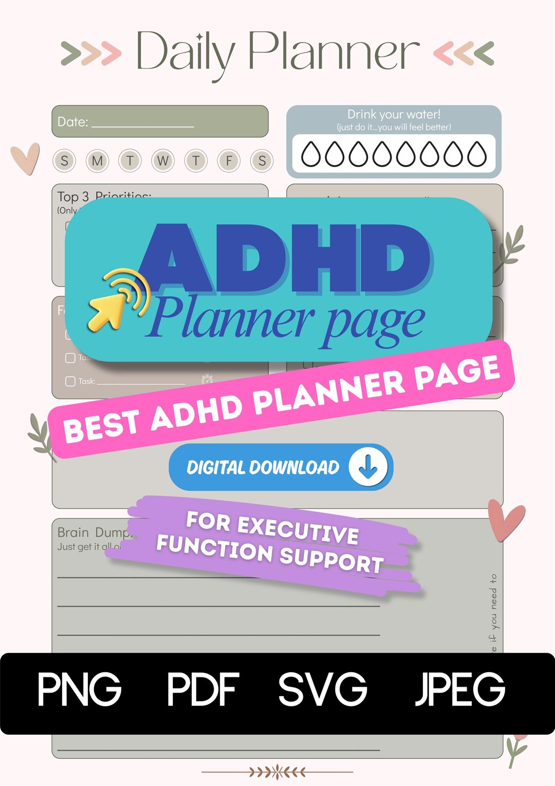 ADHD Daily Planner for Adults | Printable & Digital Planner Page ...
