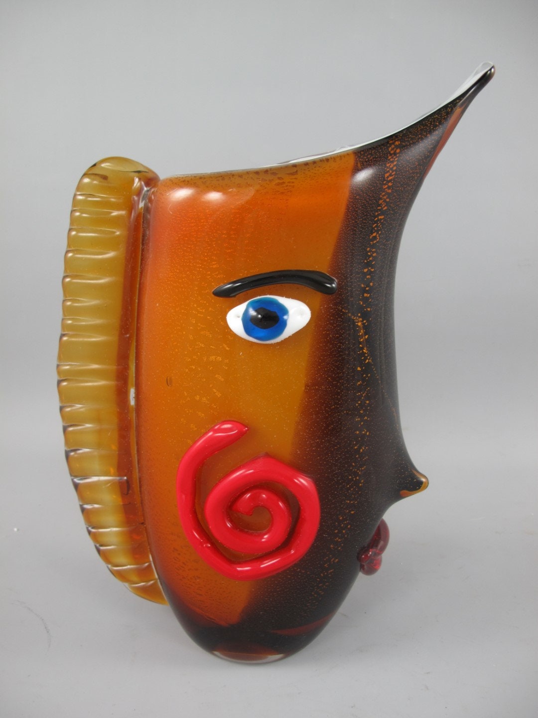 Murano style glass vase Picasso face flower vase 33 cm high Etsy