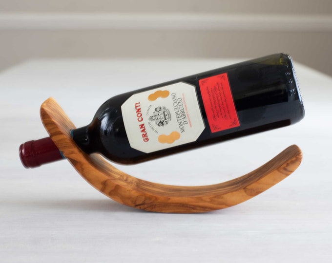 WINE BOTTLE DISPLAY Olive Wood Handcrafted Wine Rack Caddy Gift for Dad Father's Day Wine Lover