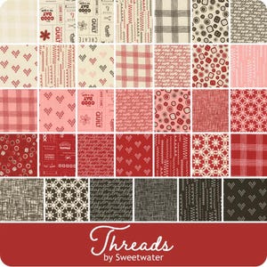 Threads Jelly Roll, Sweetwater Fabric Strips, 2.5&quot; fabric strips, Quilting Fabric Strips, Red, black, 2.5&quot; Strips