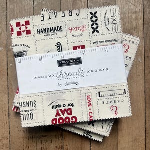 Threads Charm Pack- Sweetwater for Moda Fabric - Quilt Fabric, Red, Black Charm Pack 5” fabric squares