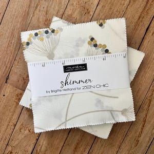 Shimmer  5&quot; Charm pack, Zen Chic Fabric. Quilting Fabric, Neutral Fabric, Metallic Accent Charm Pack