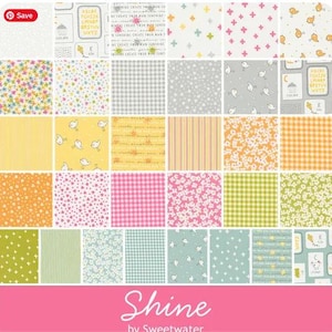 Shine Charm Pack- Sweetwater for Moda Fabric - Modern Quilt Fabric, Floral Charm Pack 5” fabric squares