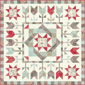 Collections for a Cause 3 Sisters ETCHINGS Quilt Kit- Boxed Quilt Kit, Moda Quilt Kit, Lap Quilt Kit, Etchings Tulip Garden Boxed Kit