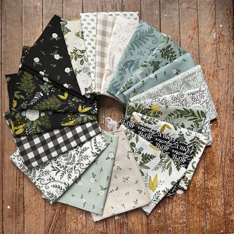 Happiness Blooms Fat Quarter Bundle, Floral Farmhouse Fabric Bundle, 20