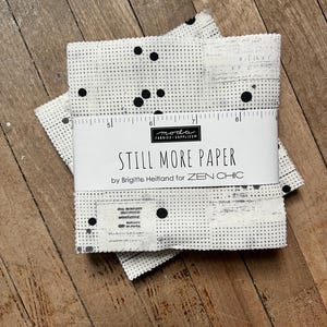 Still More Paper by Zen Chic 5&quot; Charm pack, Modern Quilting Fabric Zen Chic Fabric, Gray, Cream and White Background Fabric