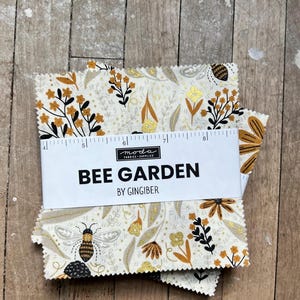 Bee Garden 5&quot; Charm pack, Gingiber Quilting Fabric, Modern Quilt Fabric, Moda Charm Squares, Floral Quilt Fabric