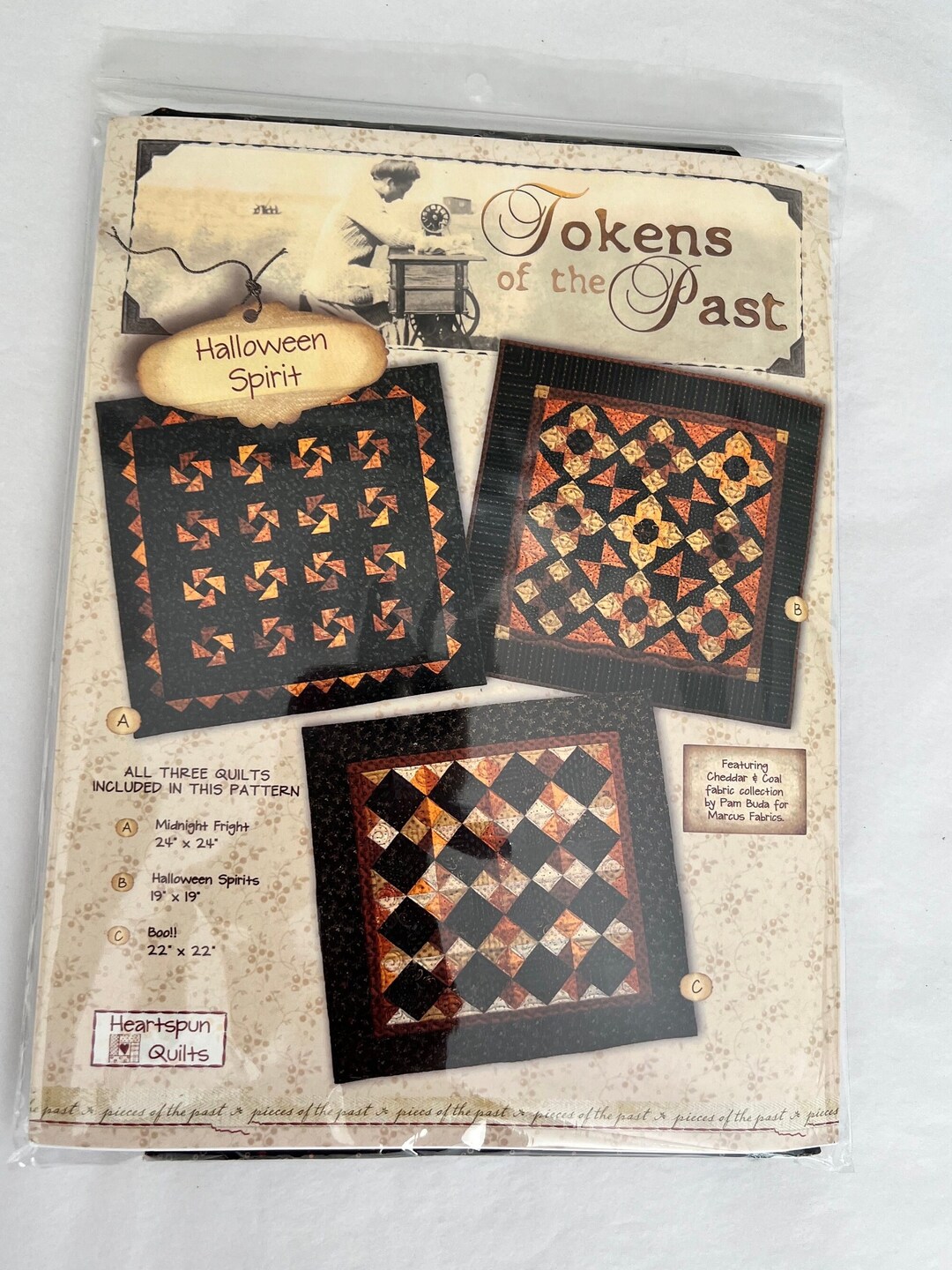 Tokens of the Past Quilt Kit, Wall Hanging Quilt Kit, Cheddar & Coal