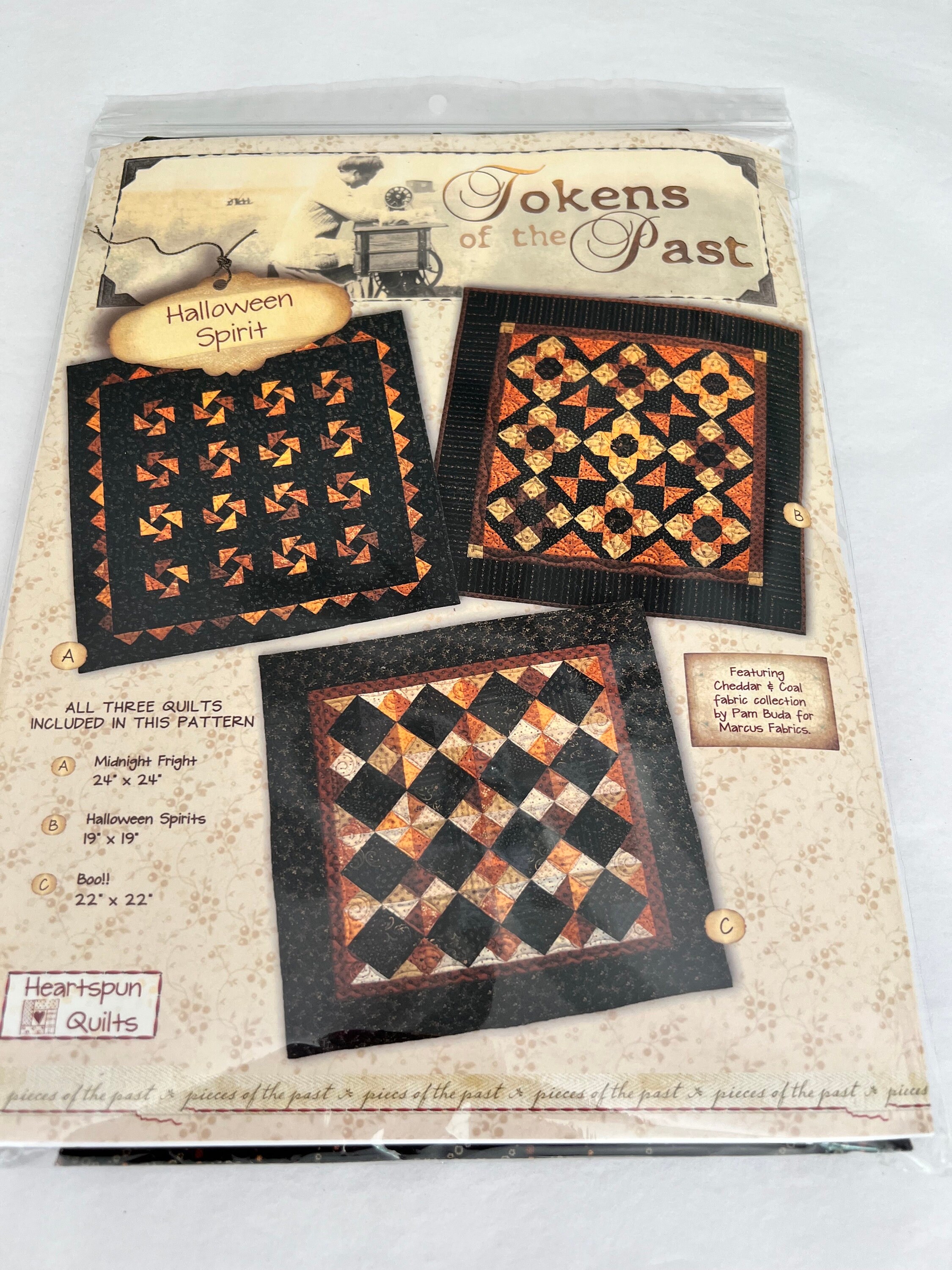 Tokens of the Past Quilt Kit, Wall Hanging Quilt Kit, Cheddar & Coal
