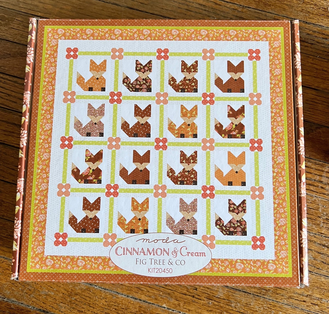 Fox Quilt Kit, Cinnamon and Cream Francesca Quilt Kit, Foxes Quilt