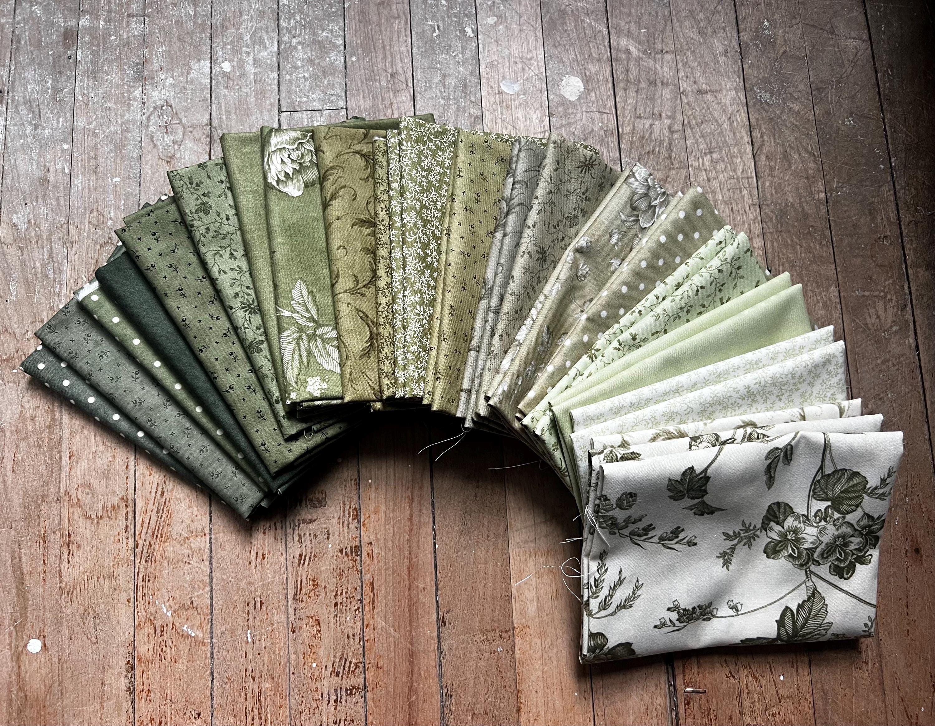 Vintage Linens Meadow Fat Quarter Bundle, Green 3 Sisters Fat Quarter Bundle, 21 fat quarters, 5.25 yards total Traditional Blender Quilt