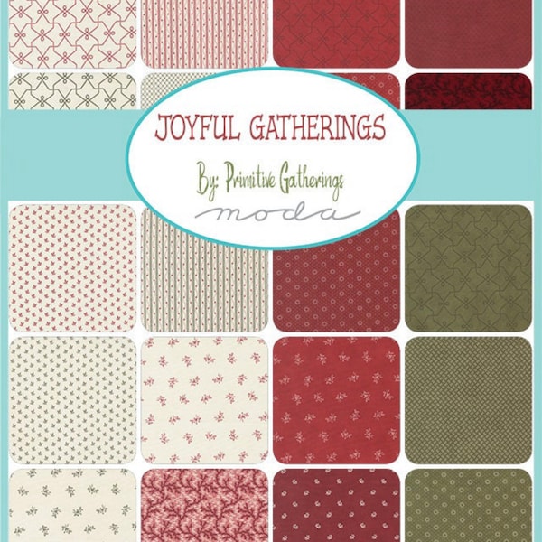 Joyful Gathering  MINI Charm Pack by Primitive Gathering, Holiday Fabric, 2.5" Squares, MINI Charm Pack,  Moda Fabric