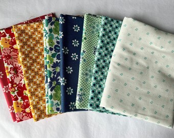 Prairie Fat Quarter Bundle, Lori Holt Fat Quarters, Retro Inspired Fabric, 8 fat quarters, 2 yards total, Lori Holt Bee in My Bonnet Fabrics
