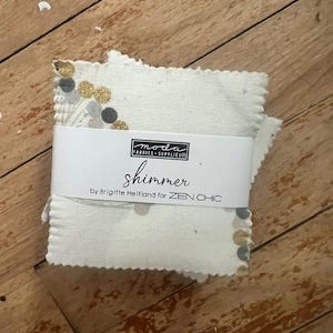 Shimmer MINI Charm Pack, 2.5&quot; Fabric Squares, Zen Chic Quilts Fabric, Modern Metallic Moda Charm Squares