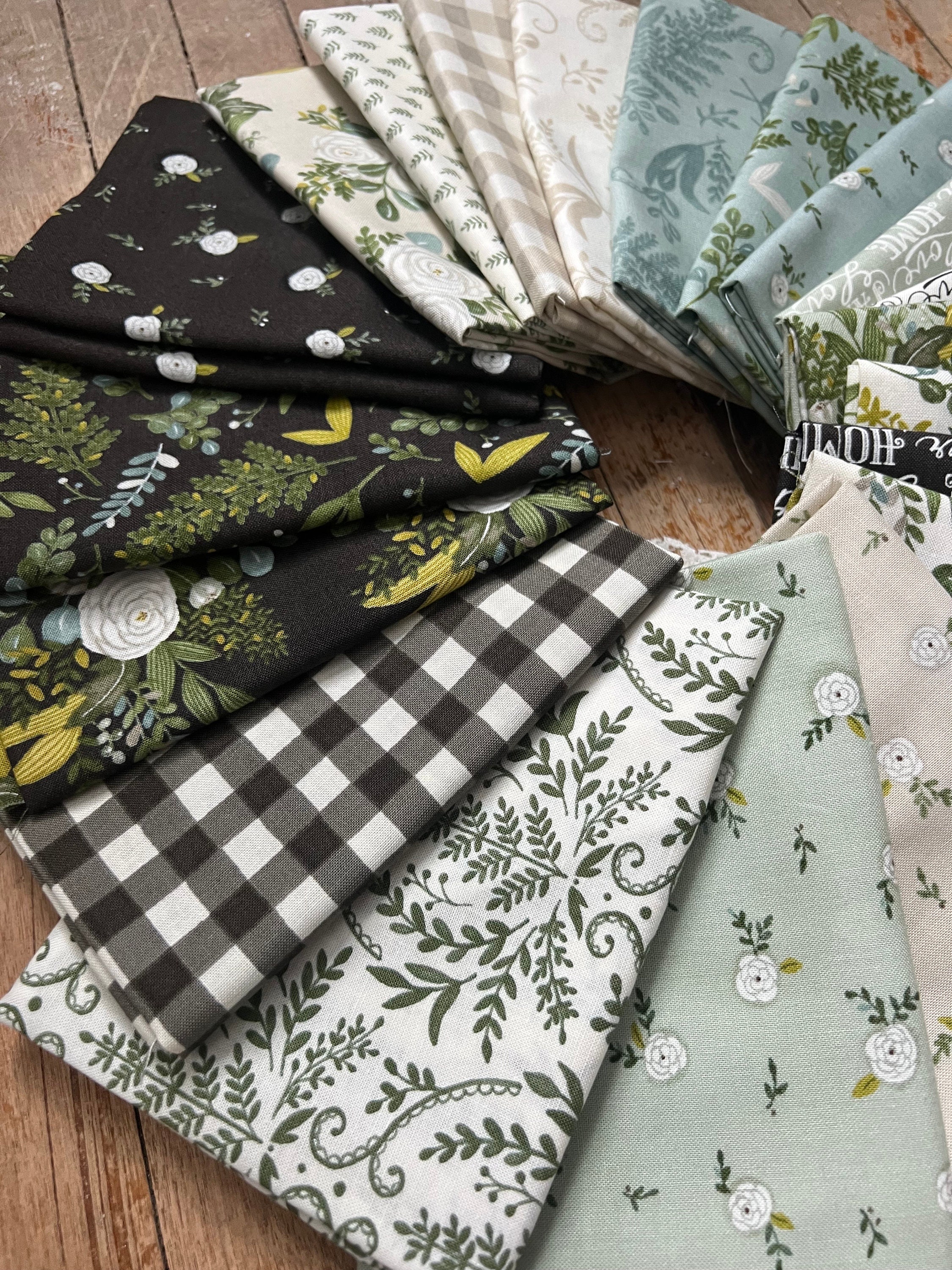 Happiness Blooms Fat Quarter Bundle, Floral Farmhouse Fabric Bundle, 20