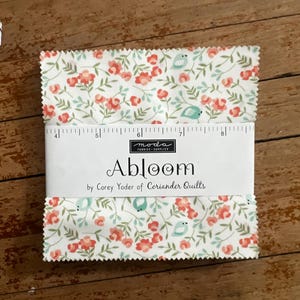 Abloom Charm Pack- Coriander for Moda Fabric - Corey Yoder Quilt Fabric, Floral Charm Pack 5” fabric squares