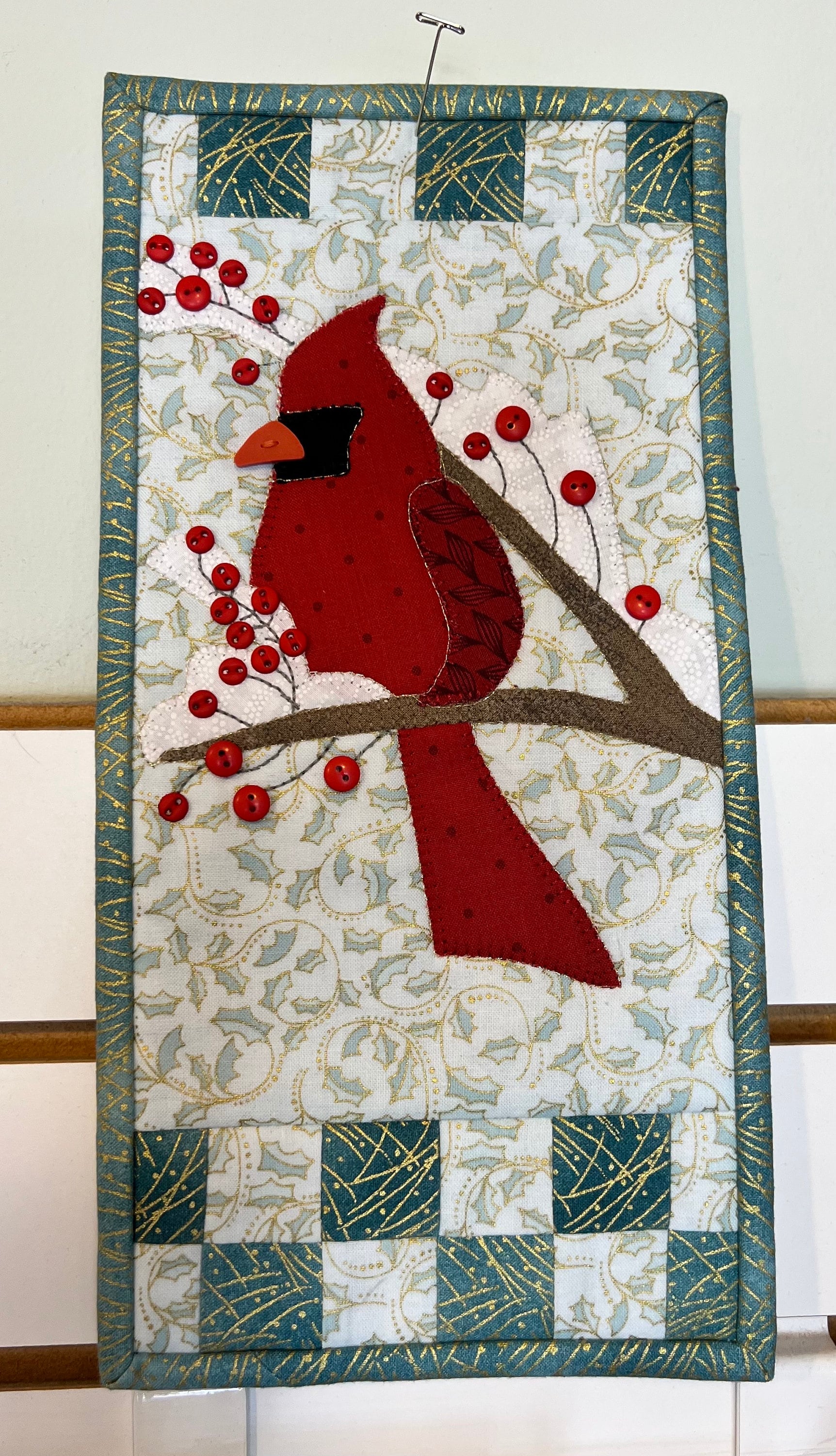 Winter Cardinal Quilt Kit, Applique Sewing Project, Cardinal Quilt Kit