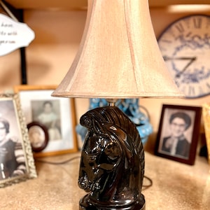 MCM Black Ceramic Horse Lamp
