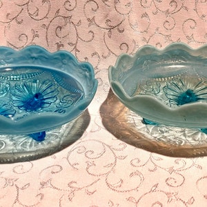 Antique Jefferson Blue Opalescent Pair of Bowls