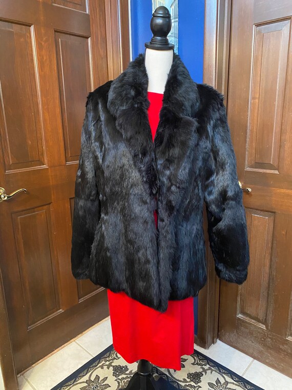 Black Rabbit Fur Coat