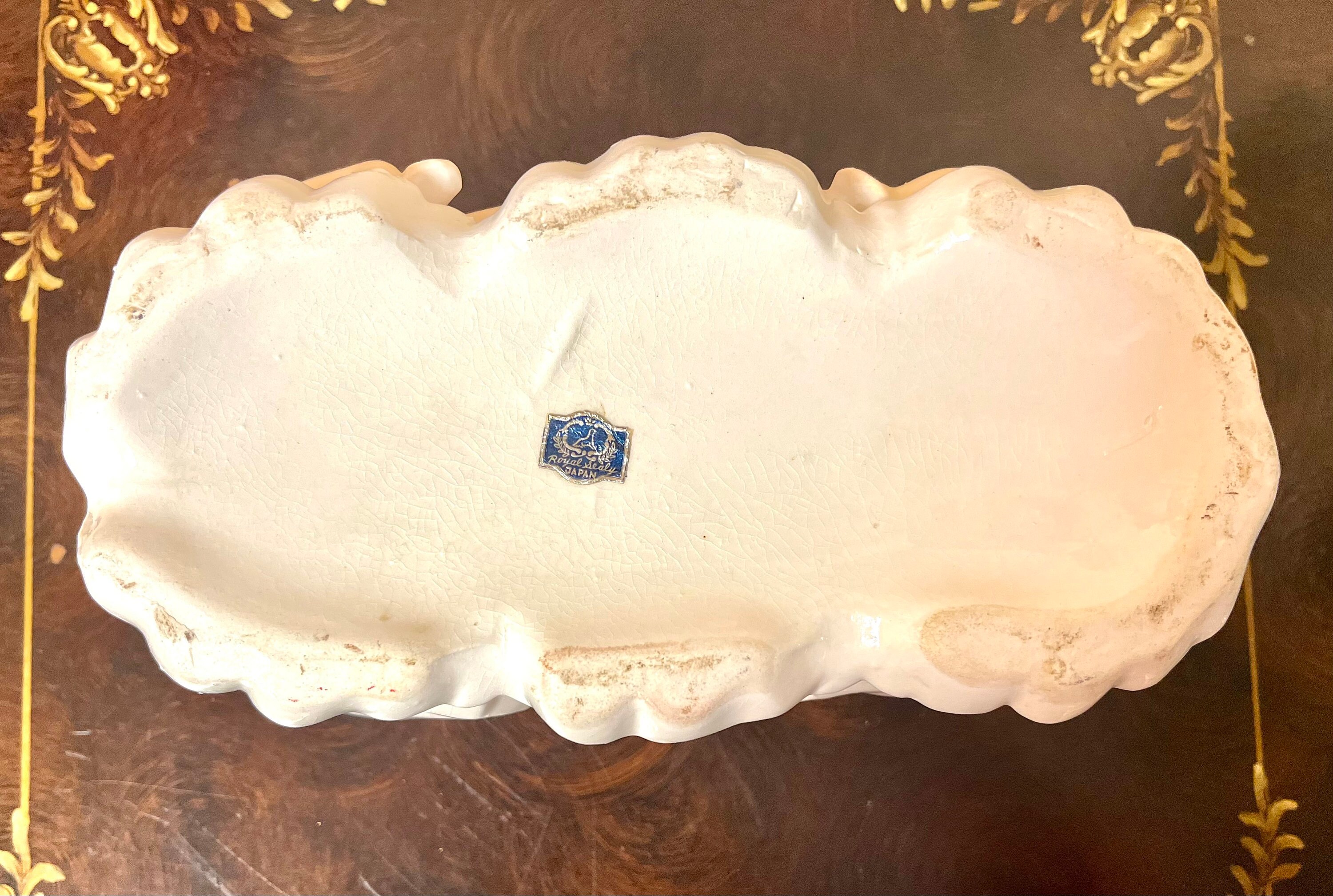 Vintage Royal Sealy Japan Cherub Angel Gilt Vanity Vase Trinket Planter