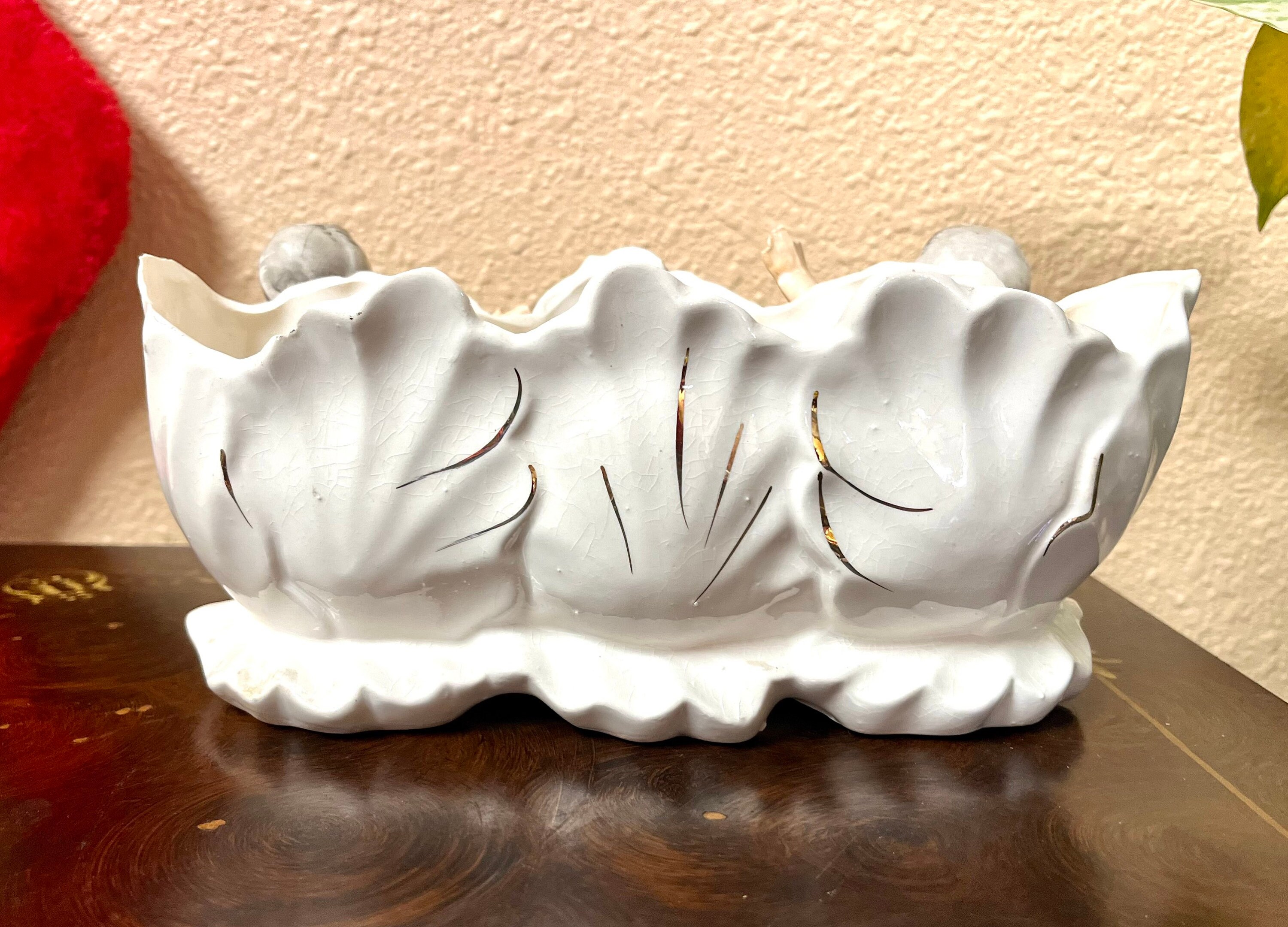 Vintage Royal Sealy Japan Cherub Angel Gilt Vanity Vase Trinket Planter