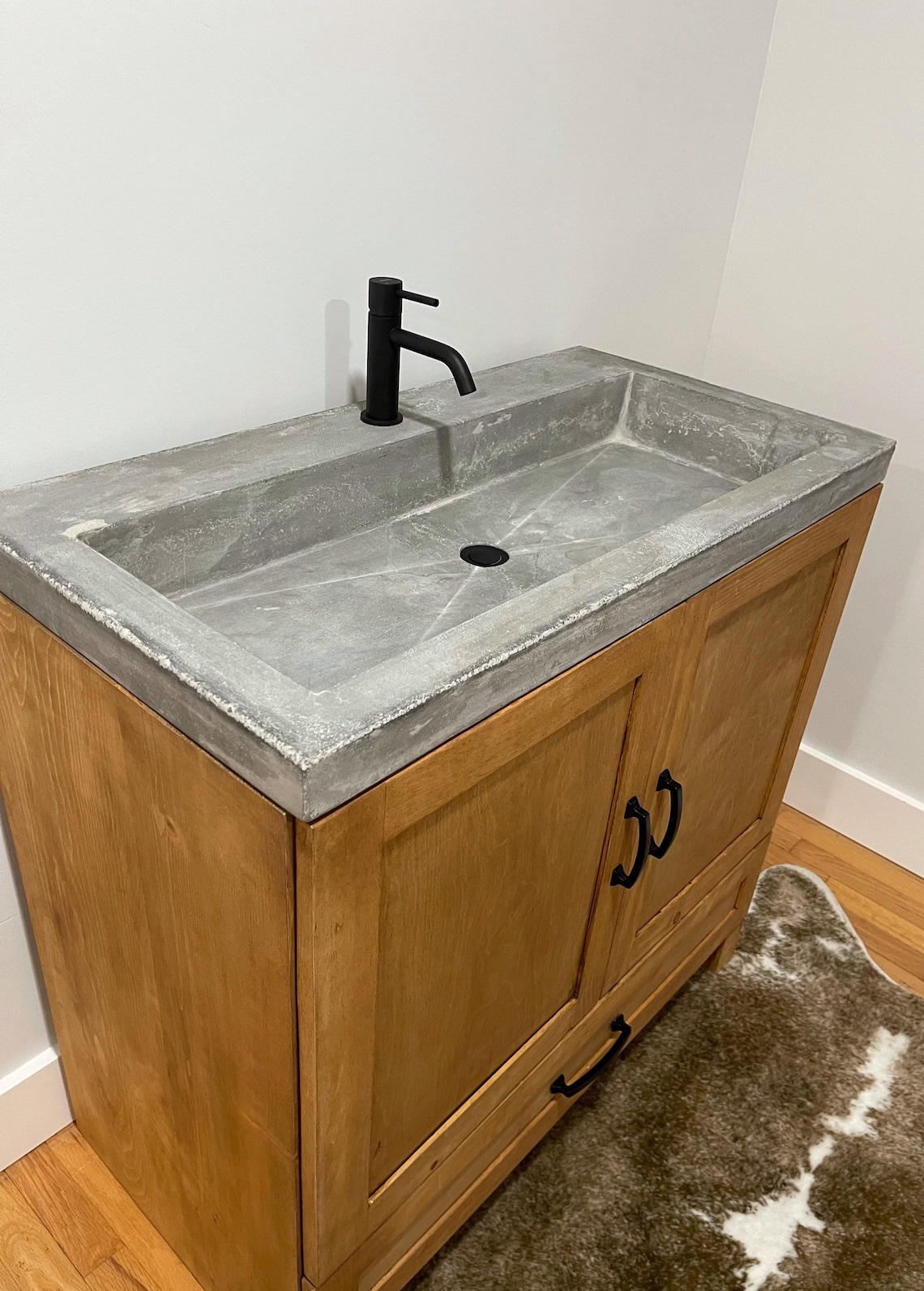 36 inch Bathroom Vanity with Concrete Sink / Top Custom Made Etsy