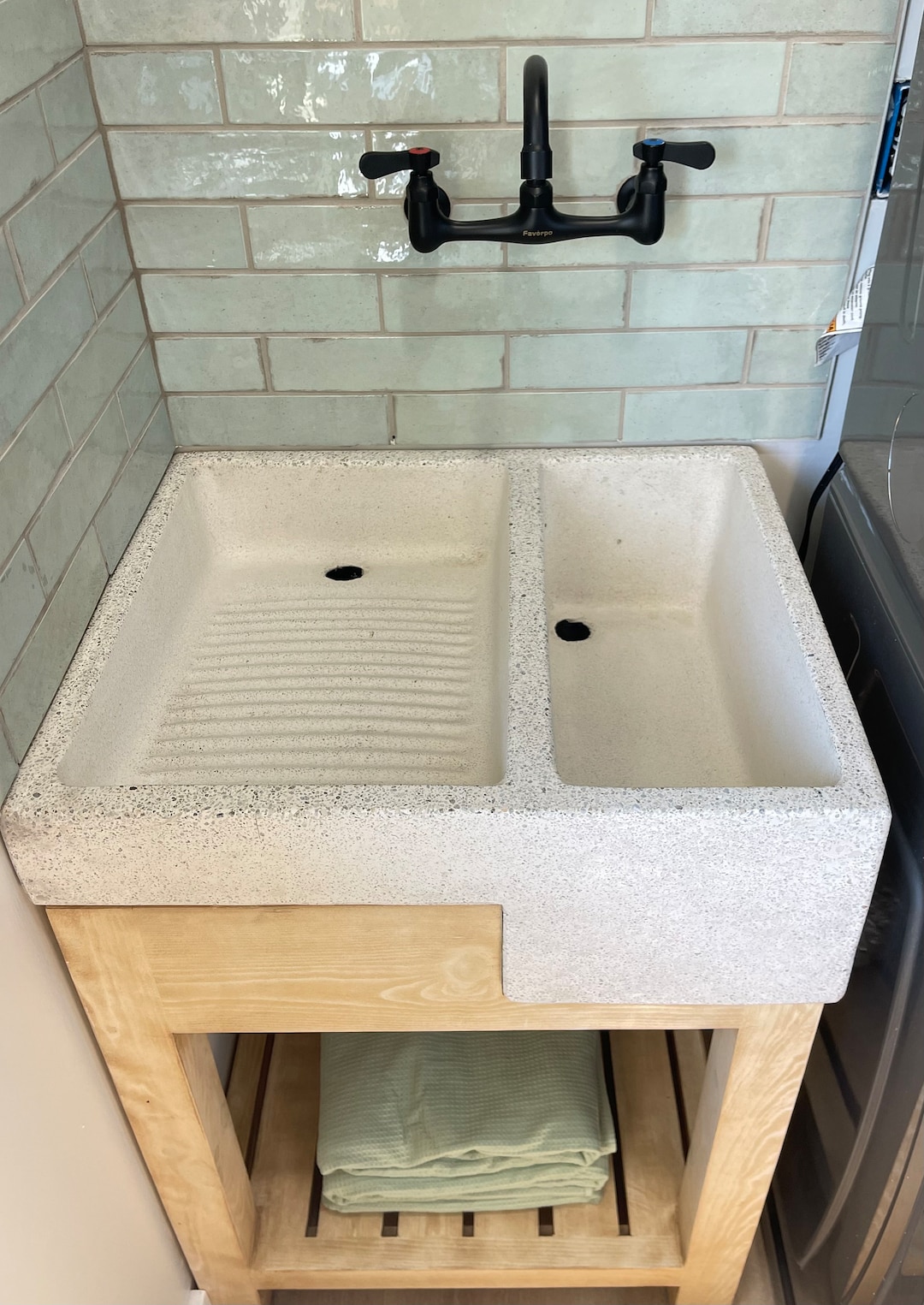 Washboard Utility Sink Concrete Blend Laundry Room Washbasin