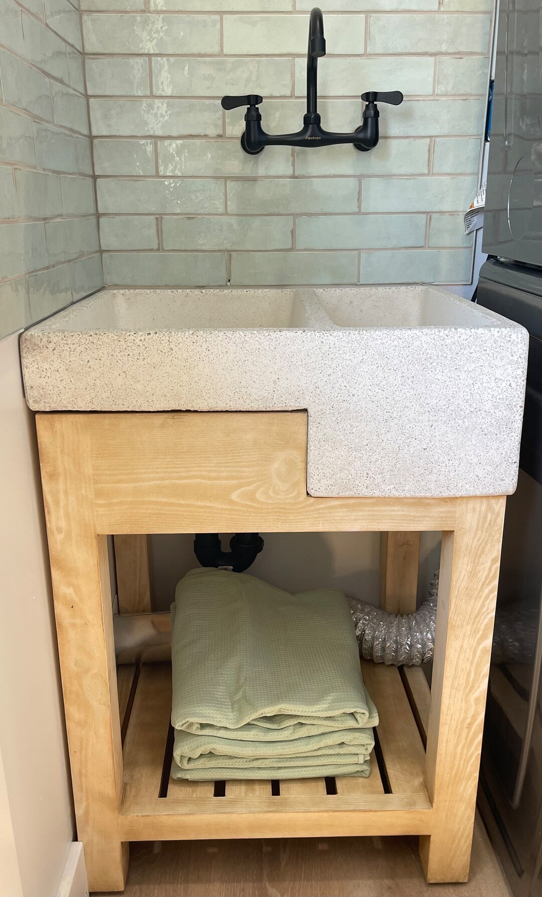 Washboard Utility Sink Concrete Blend Laundry Room Washbasin