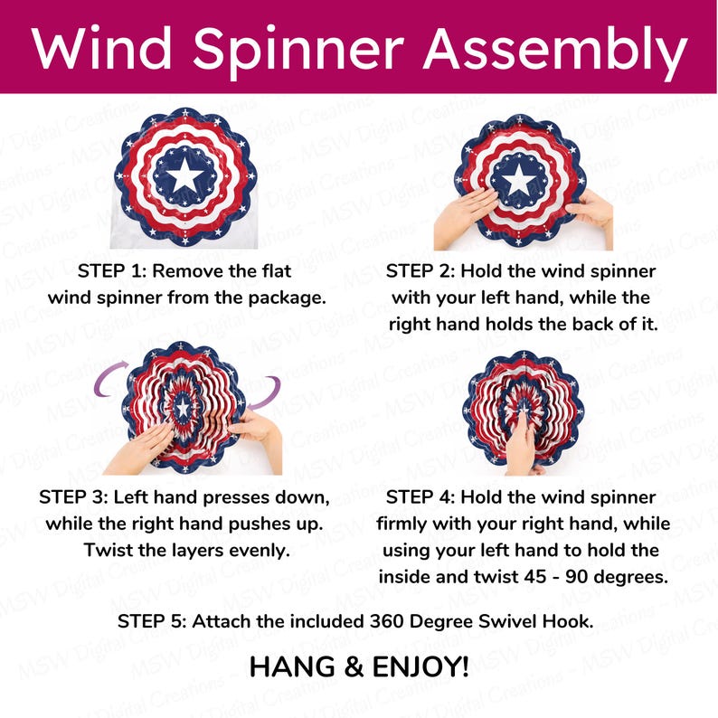 Wind Spinner Assembly Instructions.pdf Patriotic Wind Spinner for Garden | Outdoor Decor Metal Spiral | Indoor ...