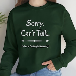Cozy Sweatshirt with Sarcastic Wording, Humorous Shirt, Selectively Social, Perfect Gift for Shy Friend, Sorry I Can&#39;t Talk