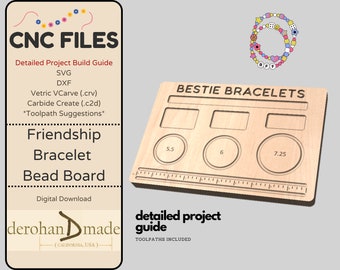 CNC Files + Project Guide - Friendship Bracelet Bead Board - SVG, DXF, VCarve v11 (.crv), Carbide Create (.C2D) files, Toolpaths