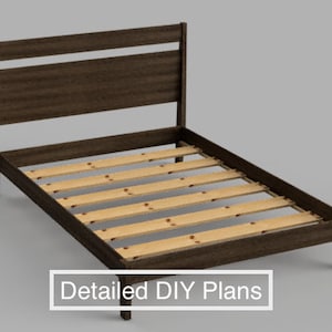Modern Queen Bed Frame - Detailed DIY Build Plans (Digital Download) - Lumber Shopping List, Cut List, and Plans