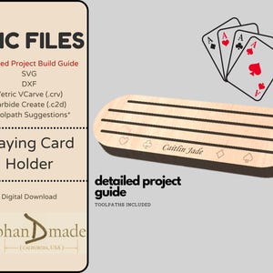 CNC Files - Spielkartenhalter - Detaillierte Baudatei, Werkzeugwege, .svg, .dxf, VCarve (.crv), Carbidecreate (.C2D) & PDF Dateien - Kids Cards