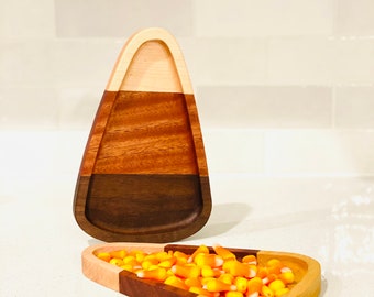 Candy Corn Tray - Handmade from All Natural Hardwood - 2 designs available - Halloween Candy Dish / Catch All Tray /READY TO SHIP