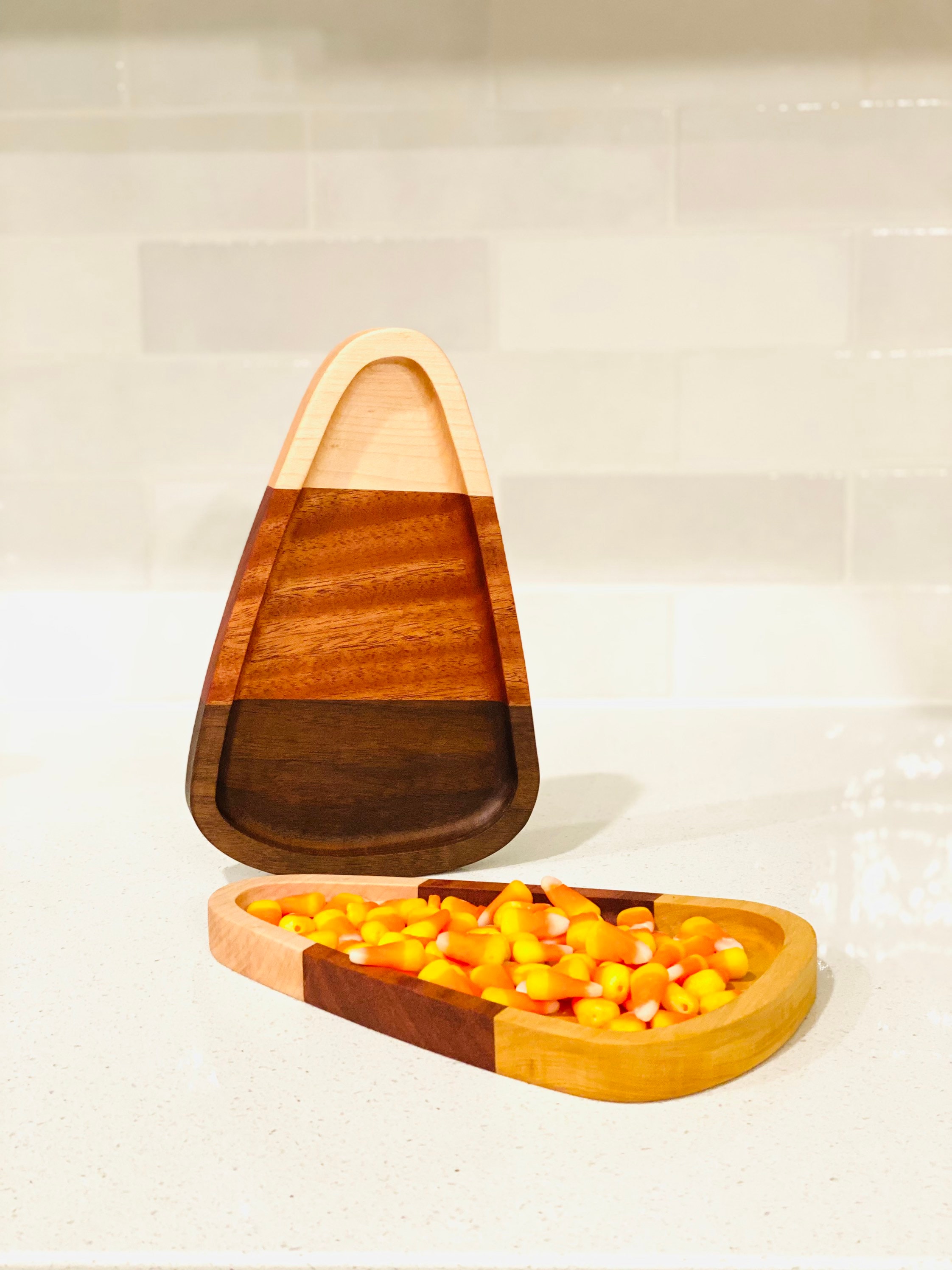 Candy Corn Tray - Handmade from All Natural Hardwood - 2 designs available - Halloween Candy Dish / Catch All Tray /READY TO SHIP