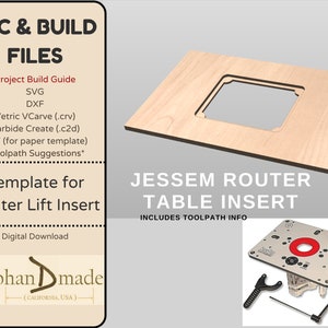 CNC File - Cutout for JessEm or Kreg Router Table Lift Insert - .svg, .dxf, Vetric VCarve v11, Carbide Create (.C2D) files, and Toolpaths