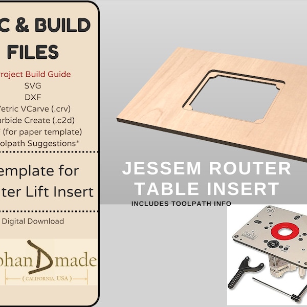 CNC File - Cutout for JessEm or Kreg Router Table Lift Insert - .svg, .dxf, Vetric VCarve v11, Carbide Create (.C2D) files, and Toolpaths